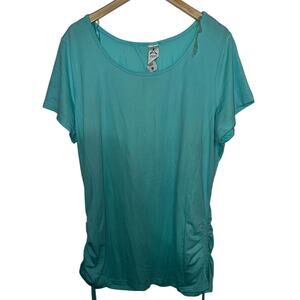Aqua Aspire Work Out Shirt Drawstring Sides Open Back Sweat Wicking Plus Size 1X
